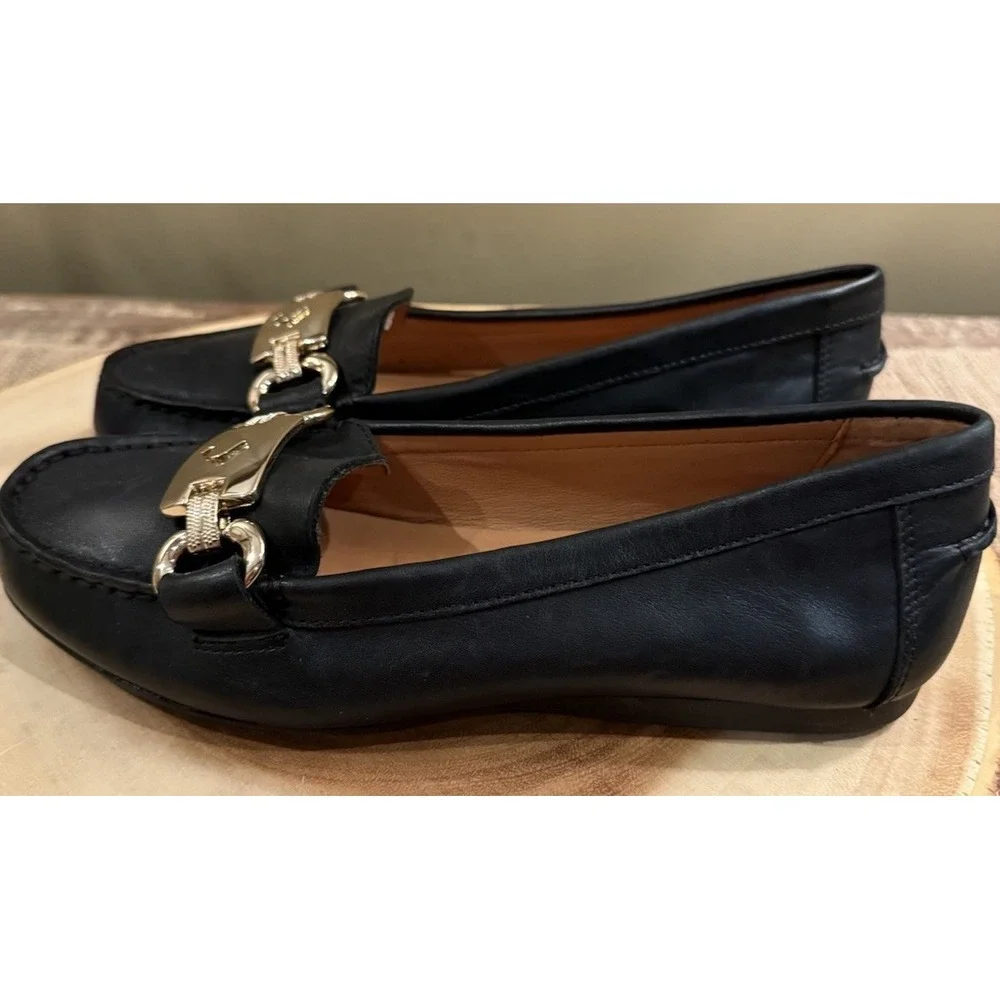 Kate Spade NY Carson Slip On Driving Loafers Shoe Flats Black Leather 5B New‎